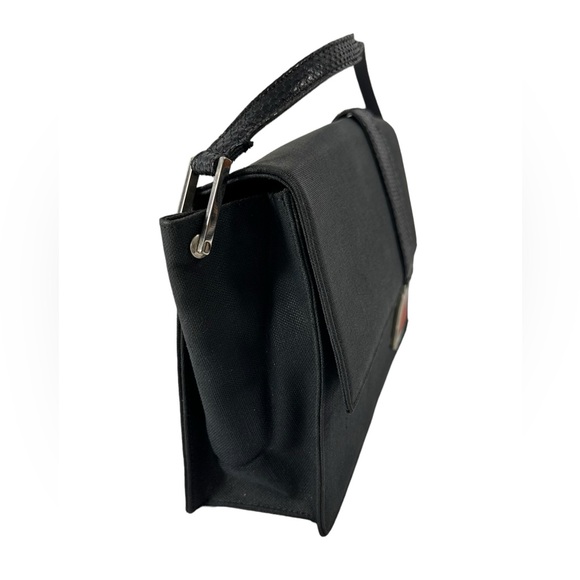 Vintage GIANNI VERSACE black canvas shoulder bag snake trim with duster - Picture 10 of 16